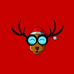 the cute deer cartoon christmas logo design