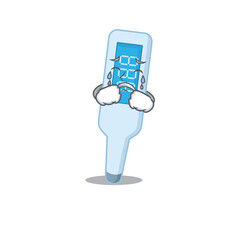 Caricature design style of digital thermometer with a sad face
