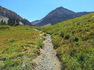 TImp Basin comes into view hiking up the Timpanooke trail, American Fork, Utah