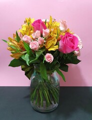 interior decoration and flower arrangements with natural flowers