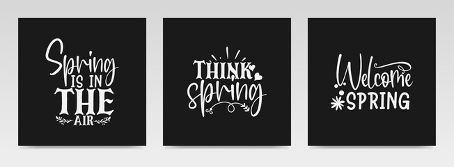 Spring quotes letter typography set illustration.