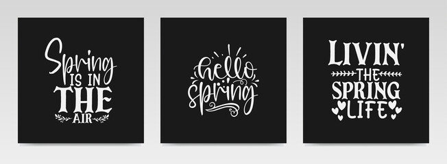 Spring quotes letter typography set illustration.