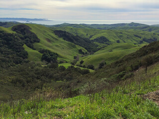 view of California valley and ocean