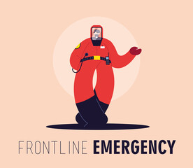 First-line emergency doctor wearing a protective suit to avoid contagion of coronavirus