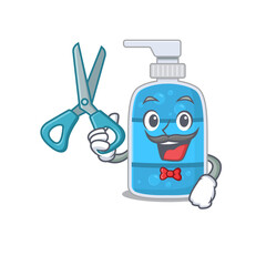 Hand wash gel cartoon character design as talented barber