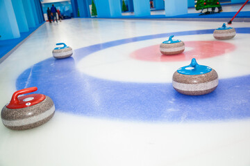 The game of Curling on the ice
