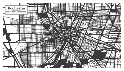 Rochester USA City Map in Black and White Color in Retro Style. Outline Map.