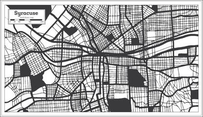 Syracuse USA City Map in Black and White Color in Retro Style. Outline Map.