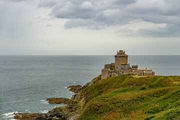 Fototapeta na wymiar Castle on a sea coast of French Britanny