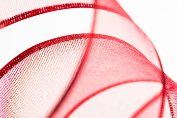 Abstract background of red mesh ribbon strips