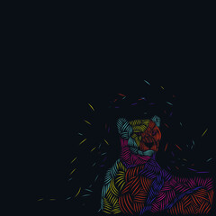 the cheetah line pop art potrait logo colorful design with dark background