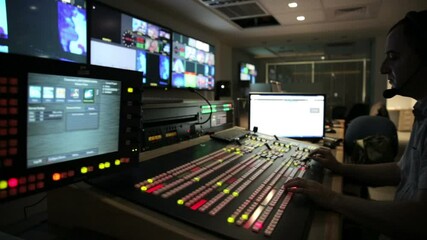 Director broadcast video mixer operation - dolly track 