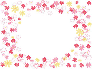 Fototapeta na wymiar Background illustration spread with cosmos flowers.