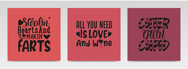 Naklejka premium Valentine quotes letter typography set illustration.