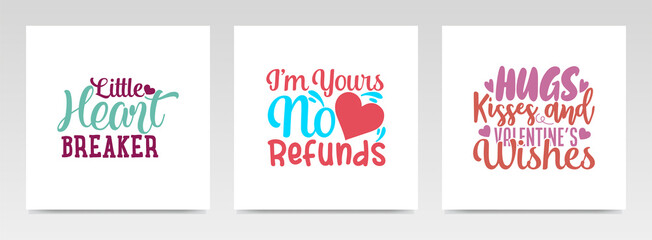 Valentine quotes letter typography set illustration.