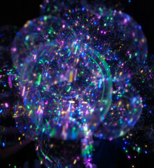 Fototapeta na wymiar Colorful LED balloons bokeh effect. abstract colorful background with bubbles