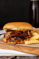 BBQ Meat Sandwich with Fries