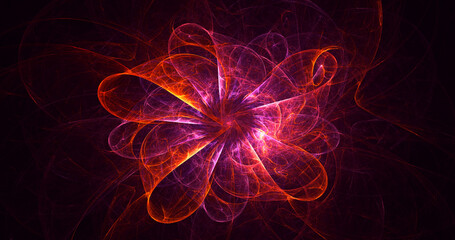 3D rendering abstract red fractal light background