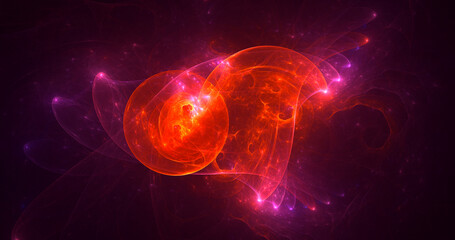 3D rendering abstract red fractal light background