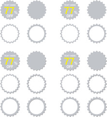 セールなどに用いるギザギザフレーム銀色の見出し　影アリと影ナシのセット