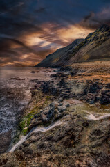 Wonderful sunset on the Icelandic coast