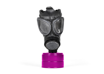 Vintage gasmask isolated on white - Purple filter