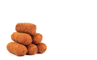 Brown crusty dutch kroketten isolated