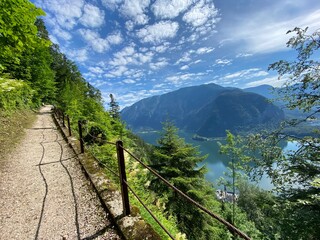 Wanderung bei Hallstadt Dorf in &Ouml;sterreich im Sommer