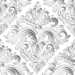 Seamless oriental ornament. Fine traditional light oriental pattern with 3D elements, shadows and highlights