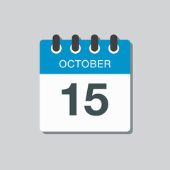 Calendar icon day 15 October, template icon date