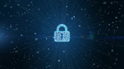 Lock Icon cyber security of digital data network protection. High speed connection data analysis. Technology data network conveying connectivity background concept. - Powered by Adobe