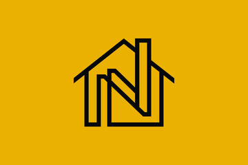 Logo design of N NN in vector for construction, home, real estate, building, property. Minimal awesome trendy professional logo design template on black background.