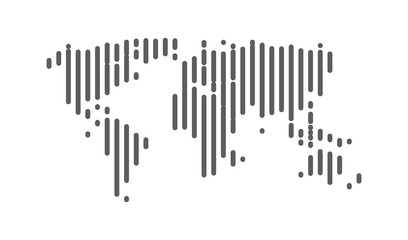 Abstract line World map icon. World vector stripes map