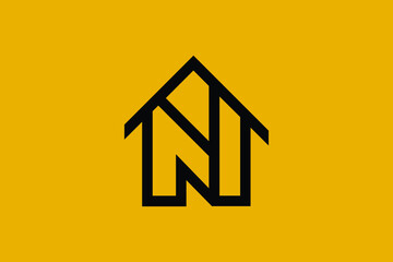 Logo design of N NN in vector for construction, home, real estate, building, property. Minimal awesome trendy professional logo design template on black background.