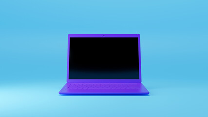 Illustration of Laptop with Color Background. 3D Render