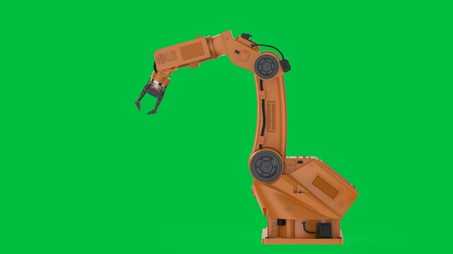 3d rendering robotic arm isolated on green screen  background 4k animation