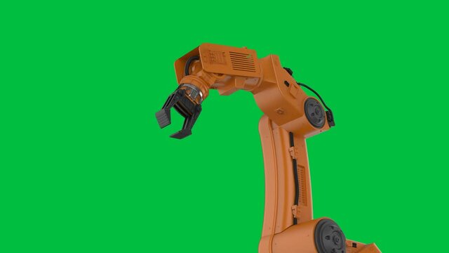 3d rendering robotic arm isolated on green screen  background 4k animation