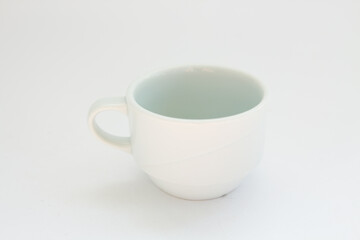 empty white coffee cup on a white background