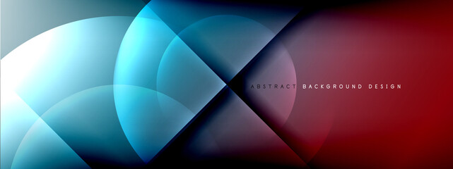 Vector abstract background - circle and cross on fluid gradient with shadows and light effects. Techno or business shiny design templates for text