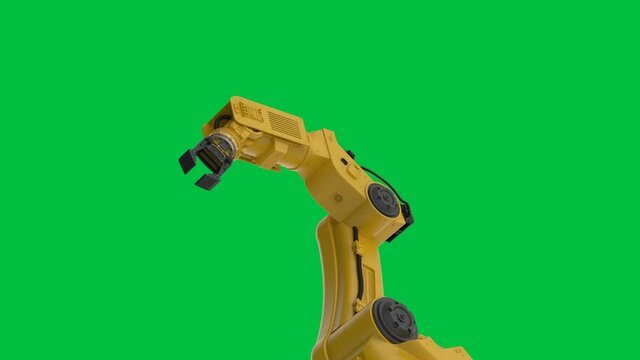 3d rendering robotic arm isolated on green screen  background 4k animation