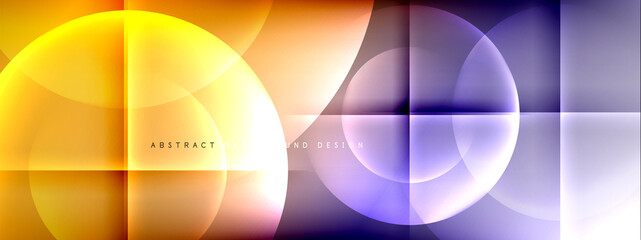 Vector abstract background - circle and cross on fluid gradient with shadows and light effects. Techno or business shiny design templates for text