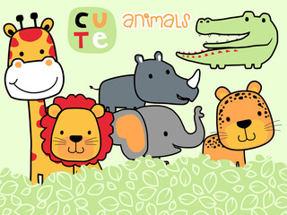 vector set of cute animals cartoon