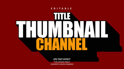 Shadow Red Thumbnail Channel Text Effect Editable Premium Vector