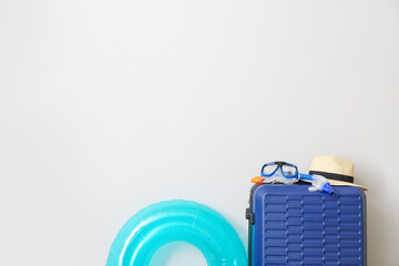 Packed luggage on light background. Travel concept