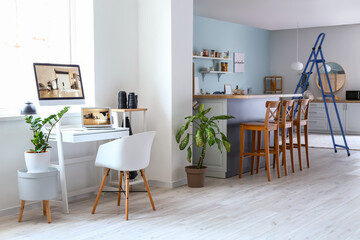 Interior of photo studio with modern equipment