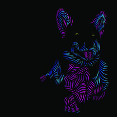 Fototapeta na wymiar the dog siberian husky pet line pop art potrait colorful logo design with dark background