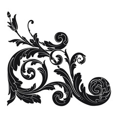 Vintage Ornament Element in baroque style with filigree and floral engrave the best situated for create frame, border, banner. It's hand drawn foliage swirl like victorian or damask design arabesque.