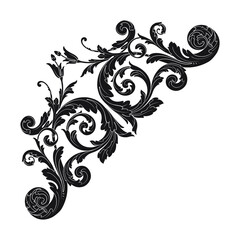 Vintage Ornament Element in baroque style with filigree and floral engrave the best situated for create frame, border, banner. It's hand drawn foliage swirl like victorian or damask design arabesque.
