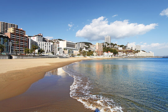 Atami Sun Beach in the Izu Peninsula, Shizuoka Prefecture, Japan.
