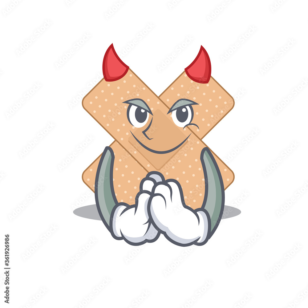 Poster Cross bandage clothed as devil cartoon character design on Halloween night